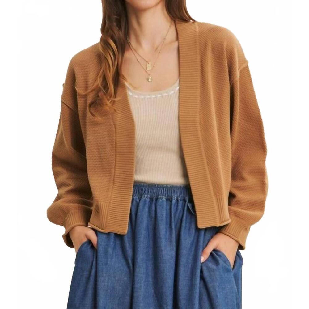 NEW IN FEBRUARY timeless waffle cardigan in camel